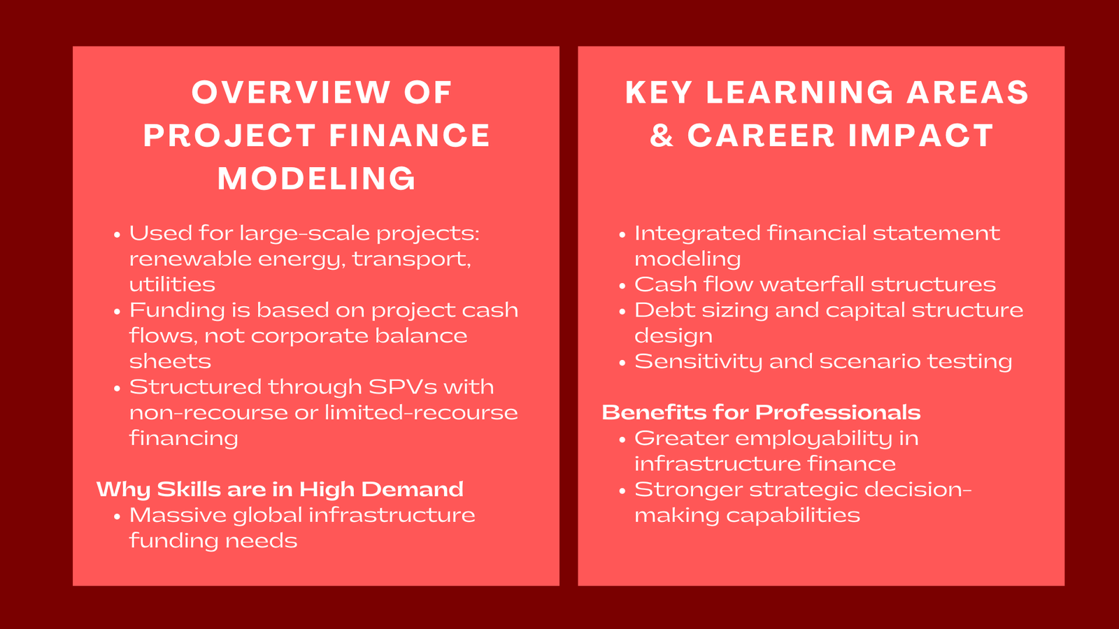 Project Finance Modeling Building Skills for Infrastructure Finance Careers