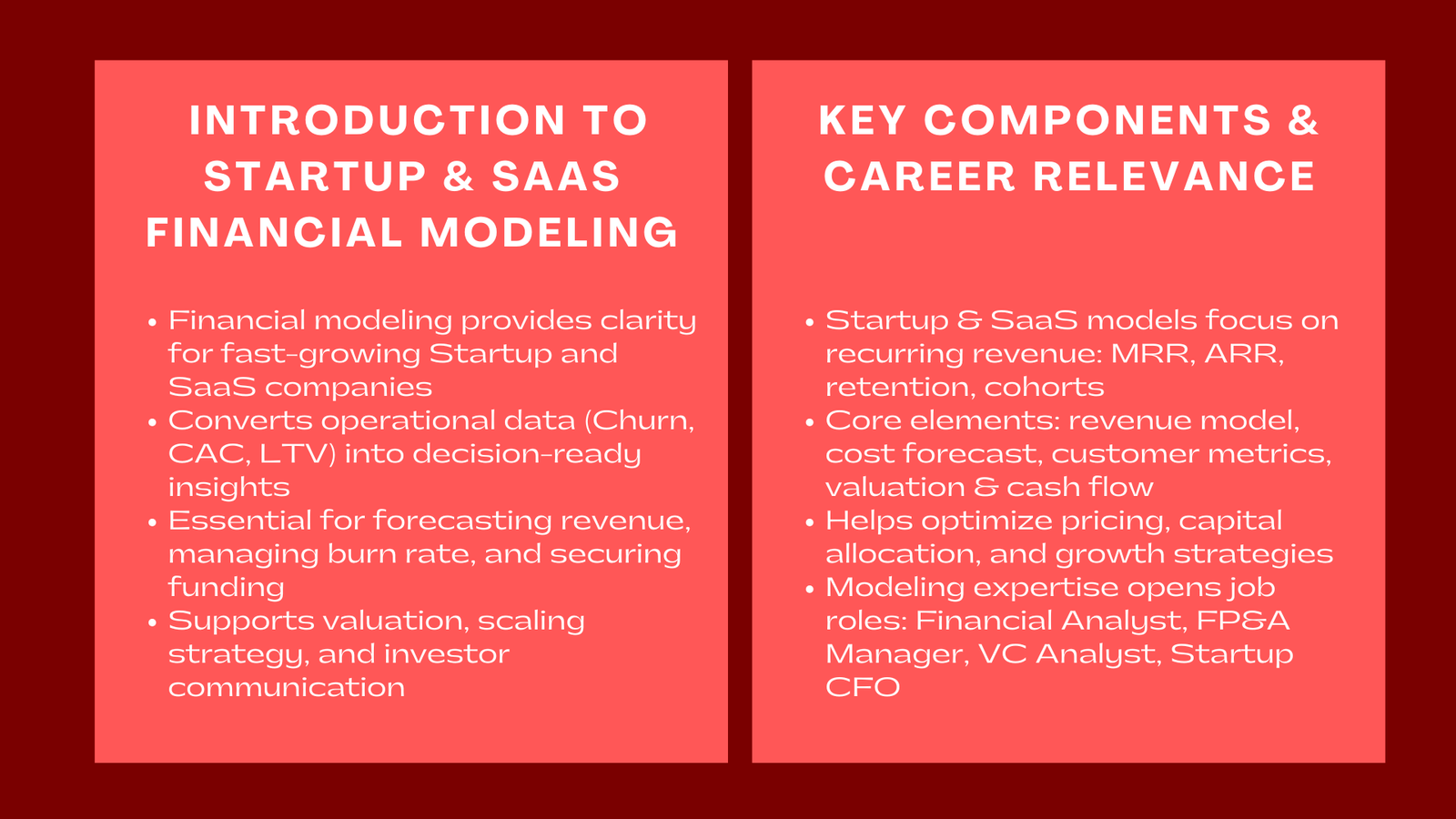 Startup and SaaS Financial Modeling Forecasting Valuation and Job Roles
